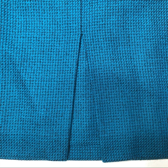 Vintage Aquascutum Houndstooth Wool Midi Pencil Skirt Teal 6 - Picture 7 of 9